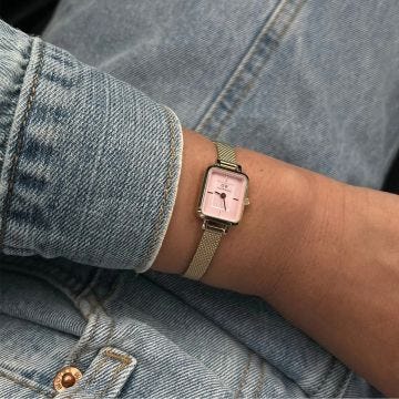 Quadro Mini Purple Dial 20mm Quartz Evergold Blush Plated Watch