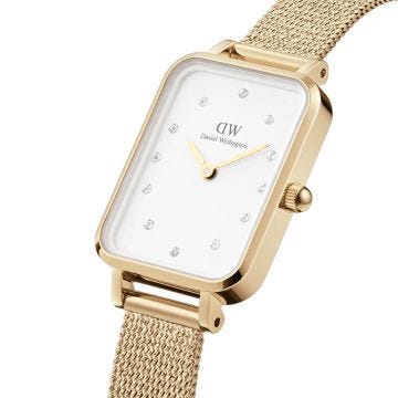 Quadro Lumine Pressed Evergold 20mm x 26mm White Dial Gold Plated Watch
