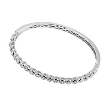 Sterling Silver 50mm Round White Cubic Zirconia Rubover Bangle Bracelet
