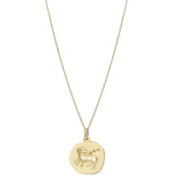 9k Yellow 16mm Zodiac Aries Gold Pendant Necklace