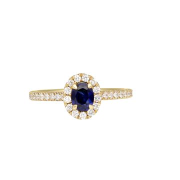 18k Sapphire and Diamond Halo Ring