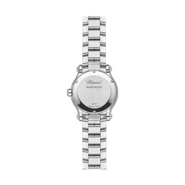 Photo of the Chopard Happy Sport 30mm Pink Dial Quartz Stainless Steel Diamond Watch 278590-3012, a sophisticated luxury timepiece with a pink dial and diamond accents
