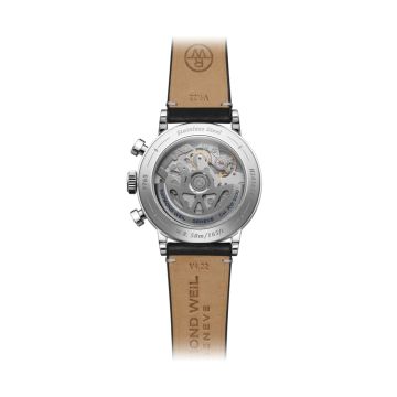 Raymond Weil Millesime 39.5mm Black Dial Automatic Leather Bracelet Watch 7765-STC-20001