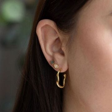 Gold Plated Ripple Hoop Earrings