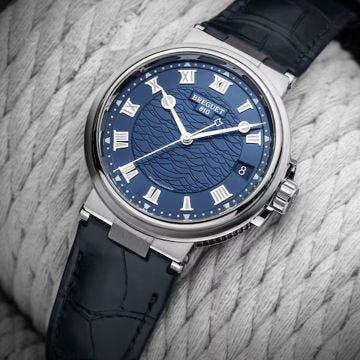 Marine 5517 40mm, Blue Dial, Automatic Movement, 18k White Gold Case, Leather Strap Watch