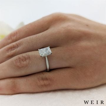 Platinum Lab Grown 2.00ct E VS1  Radiant cut Lab Grown Diamond Dress Ring