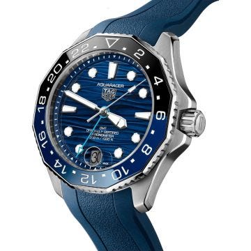 TAG Heuer Aquaracer Professional 300 GMT 42mm Blue Dial Automatic Rubber Strap Watch