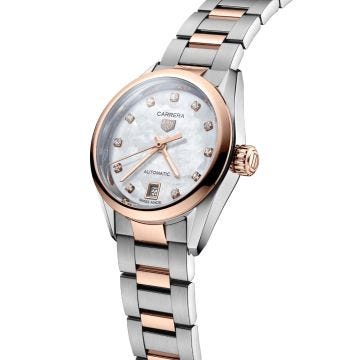 TAG Heuer Carrera Date 29mm MOP Dial Automatic Steel & Rose Gold Watch