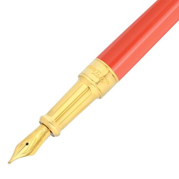 S.T. Dupont Line D Eternity Aluminium with 14k Yellow Gold Nib Coral Medium Fountain Pen