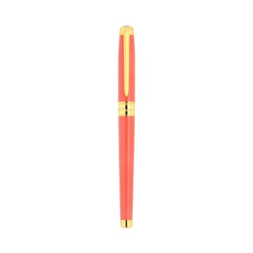 S.T. Dupont Line D Eternity Aluminium with 14k Yellow Gold Nib Coral Medium Fountain Pen