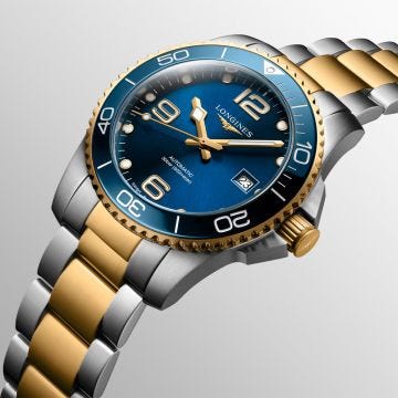 Hydroconquest 41mm Blue Dial Automatic Gold Plated Stainless Watch