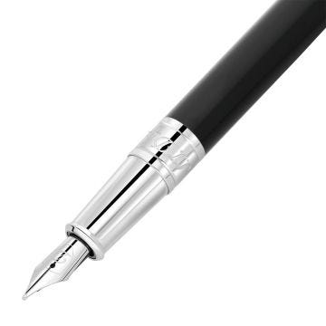 S.T. Dupont D-Initial Black Chrome Medium Stainless Steel Nib Fountain Pen