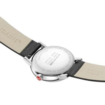 Mondaine Classic 40mm White Dial Quartz Movement Black Vegan Bracelet Watch