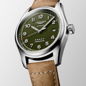 Spirit 40mm Green Dial Automatic Leather Strap Watch