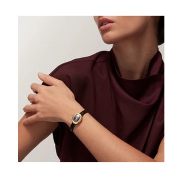 Cartier Baignoire Mini 24.6 mm Black Dial Quartz Leather Bracelet Watch WGBA0040