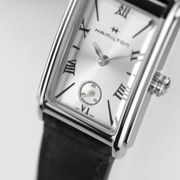 Photo of the Hamilton American Classic Ardmore Small 19x27mm Silver Dial Leather Strap Watch – H11221750