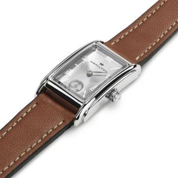 Photo of the Hamilton American Classic Ardmore Small 19x27mm Silver Dial Brown Leather Strap Watch – H11221550