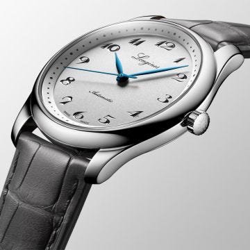 Master Collection 40mm Silver Dial Manual Leather Strap Watch