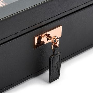 Photo of the WOLF 1834 Axis 8 Piece Vegan Leather Watch Box in black and copper 488016