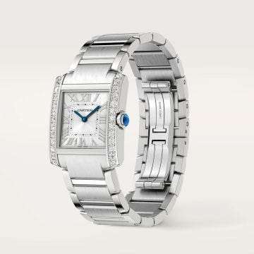 Cartier Tank Française 32x27mm Silver Dial Quartz Movement Stainless Steel Diamond Watch W4TA0021