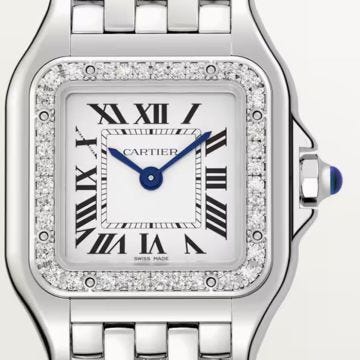 Cartier Panthère de Cartier 23x30mm Silvered Dial Quartz Movement Stainless Steel Diamond Watch W4PN0007