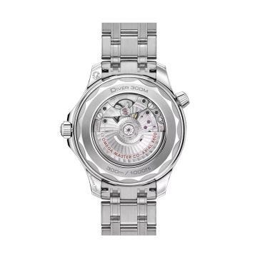 Photo of the Omega Seamaster Diver 300M 42mm watch (210.30.42.20.10.001) with a green ceramic dial, automatic movement, and a stainless steel bracelet