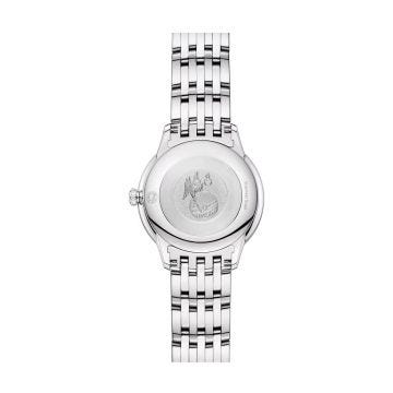 Photo of the Omega De Ville Prestige 30mm watch (434.10.28.60.09.001) with a champagne dial, quartz movement, and stainless steel case