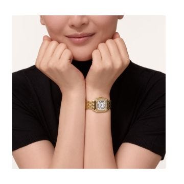 Cartier Panthère de Cartier 27 x 36mm Silver Dial 18K Silver Yellow Gold Bracelet Watch WJPN0066