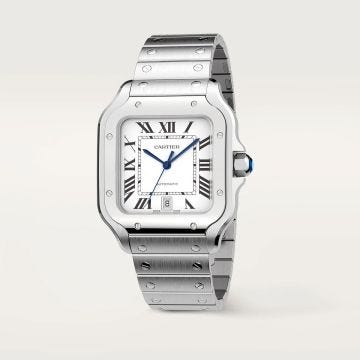 Cartier Cartier Santos De 39.8mm Silver Dial Automatic Stainless Steel Bracelet Watch WSSA0018