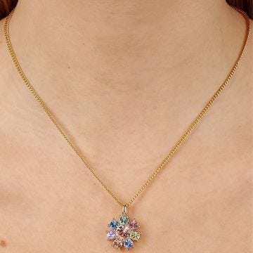 Photo of the DYRBERG/KERN Delice Gold Tone Pendant Necklace with multicoloured crystals 460516