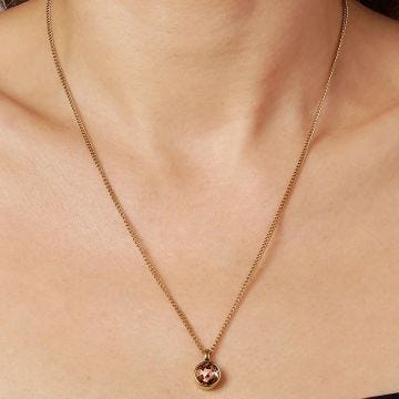 Photo of the DYRBERG/KERN Ette Gold Tone Pendant Necklace with a champagne crystal 450144