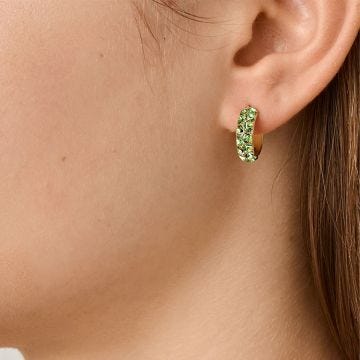 Photo of the DYRBERG/KERN Heidi Gold Tone Hoop Earrings adorned with green crystals 460523