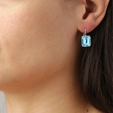 Photo of the DYRBERG/KERN Segin Silver Tone Earrings with blue crystals 460003