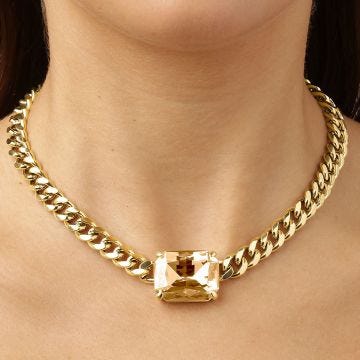 Photo of the DYRBERG/KERN Tagona Gold Tone Chunky Necklace with champagne crystal 460533