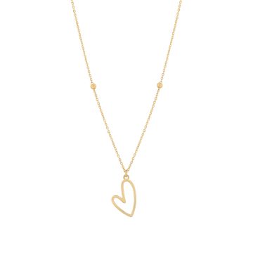 9K Yellow Gold Open Heart Pendant Necklace