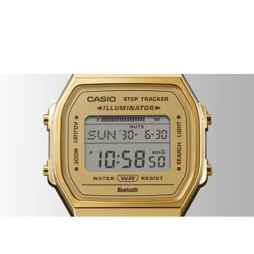 Casio Iconic Vintage 41.6x37.9mm Yellow Gold Dial Stainless Steel Bracelet Watch ABL-100WEG-9AEF