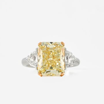 18k White Gold 5.41ct Yellow Fancy Diamond Three Stone Ring