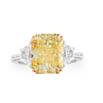 Weir Collection 18k White Gold 7.74ct Yellow Fancy Diamond Three Stone Ring