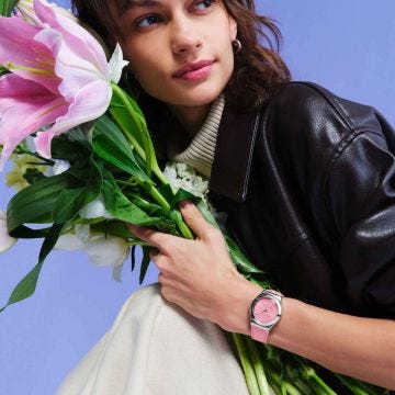 Pink Petal Promise 33mm Pink Dial Quartz Leather Strap Watch