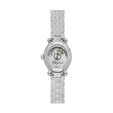 Photo of the Chopard Happy Sport 20x31mm silver dial automatic diamond watch 278602-3004 with stainless steel bracelet.