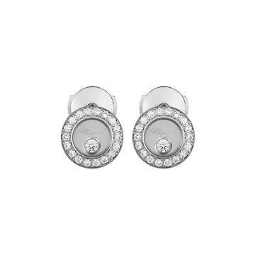 Photo of the Chopard Happy Diamonds 18K White Gold Stud Earrings (83A017-1201) with floating diamond
