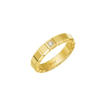 Photo of the Chopard Ice Cube 18k Yellow Gold Diamond Ring (829834-0071) with a modern geometric design