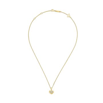 Photo of the Chopard Happy Diamonds Icons 18k Yellow Gold Heart Pendant Necklace (79A054-0001) with a floating diamond