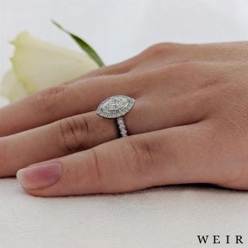 Platinum 0.50ct E SI1  Marquise cut Diamond Engagement Ring