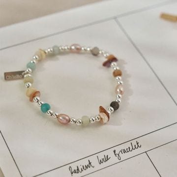 Chlobo Radiant Glow Sterling Silver Bracelet SBCCAPS featuring a mix of natural stones and polished silver beads, designed to inspire balance, energy, and inner radiance.