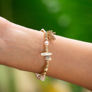 Chlobo Hopeful Shores Sterling Silver Mixed Stone Charm Bracelet SBAPSMULC with calming multi-coloured semi-precious stones and symbolic charms on a handcrafted sterling silver beaded bracelet.
