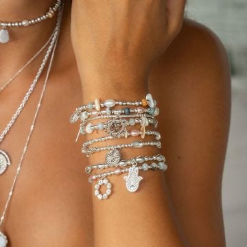 Chlobo Peace & Balance Sterling Silver Mixed Stone Set of 2 Bracelets SBSETAPS3538, featuring complementary semi-precious stones and sterling silver beads designed to promote harmony and inner calm.
