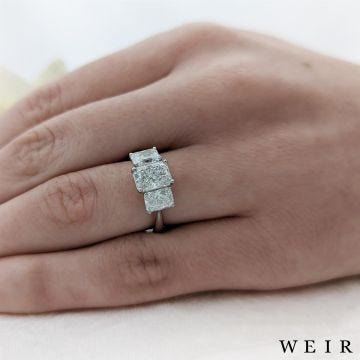 Platinum Lab Grown 1.55ct E VS1  Radiant cut Lab Grown Diamond Dress Ring