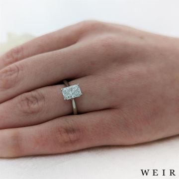 Platinum Lab Grown 1.58ct E VS1  Radiant cut Lab Grown Diamond Dress Ring