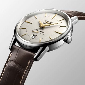 Flagship Heritage 38.5mm White Dial Automatic Leather Strap Watch